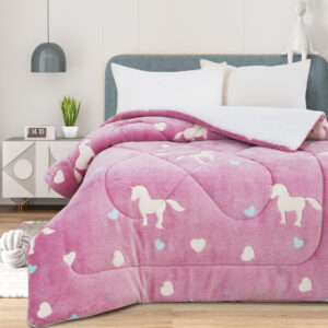 Κουβερτοπάπλωμα Μονό  160x220 Luminous Φωσφοριζέ Cosmin Unicorn Pink