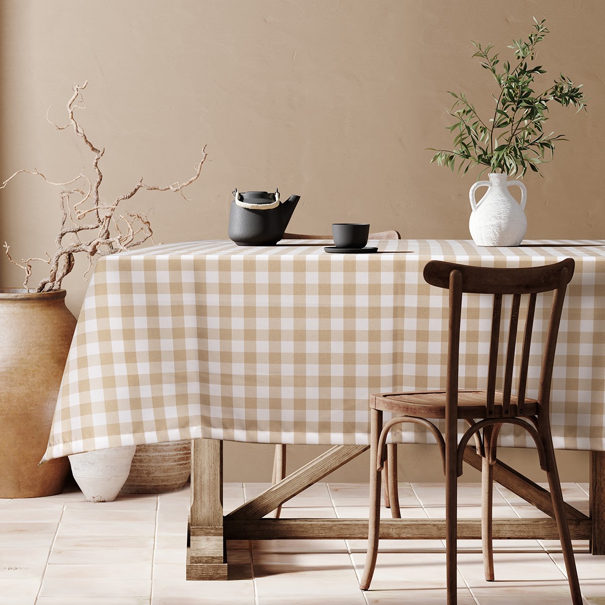 Mediterranean,Interior,Template.,Wall,Mockup,,Chair,,Table,And,Terracotta,Pottery