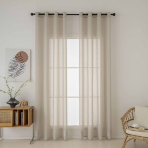 Beauty Home Κουρτίνα γάζα μονόχρωμη με 8 μεταλλικούς κρίκους Fit Art 8447 140x270 Μπεζ