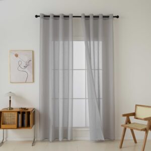 Beauty Home Κουρτίνα γάζα μονόχρωμη με 8 μεταλλικούς κρίκους Fit Art 8447 140x270 Γκρι - Image 6