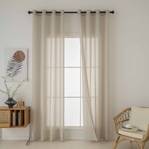 Beauty Home Κουρτίνα γάζα μονόχρωμη με 8 μεταλλικούς κρίκους Fit Art 8447 140x270 Μπεζ - Image 7