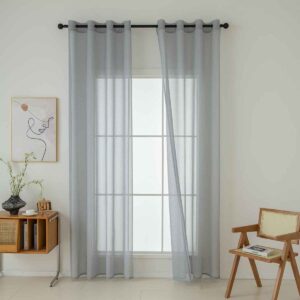 Beauty Home Κουρτίνα γάζα μονόχρωμη με 8 μεταλλικούς κρίκους Sharp Art 8448 140x270 Γκρι - Image 7