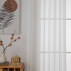 Beauty Home Κουρτίνα γάζα μονόχρωμη με 8 μεταλλικούς κρίκους Sharp Art 8448 140x270 Εκρού - Image 3