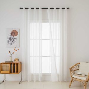 Beauty Home Κουρτίνα γάζα μονόχρωμη με 8 μεταλλικούς κρίκους Sharp Art 8448 140x270 Εκρού - Image 7