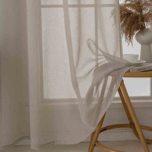 Beauty Home Κουρτίνα γάζα μονόχρωμη με 8 μεταλλικούς κρίκους Sharp Art 8448 140x270 Άμμου - Image 12