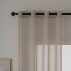 Beauty Home Κουρτίνα γάζα μονόχρωμη με 8 μεταλλικούς κρίκους Sharp Art 8448 140x270 Άμμου - Image 5