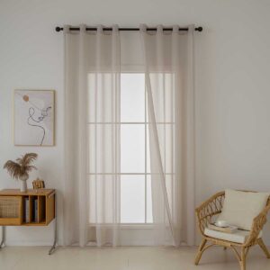 Beauty Home Κουρτίνα γάζα μονόχρωμη με 8 μεταλλικούς κρίκους Sharp Art 8448 140x270 Άμμου - Image 7