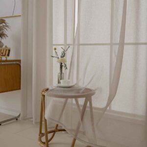 Beauty Home Κουρτίνα γάζα μονόχρωμη με 8 μεταλλικούς κρίκους Sharp Art 8448 140x270 Άμμου - Image 9