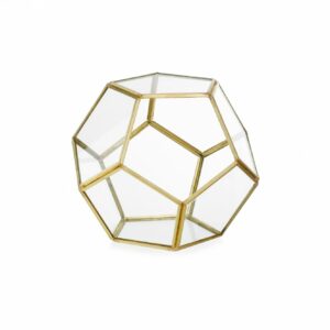 Terrarium γυάλινο χρυσό 17x17x14εκ