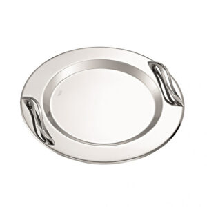 Δίσκος Γάμου Στρογγυλός Inox με Χερούλια Silver Swirl
