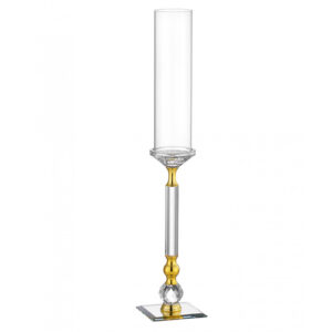 Κρυστάλλινο Κηροπήγιο με Πόδι Gold and Silver Υ64CM - Image 1