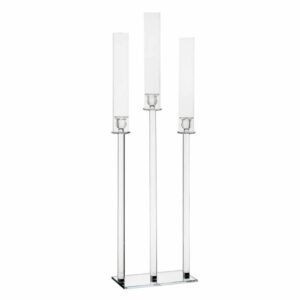 Διακοσμητικό γυάλινο κηροπήγιο 3 θέσεων Imperial 30x14x96cm - Image 1