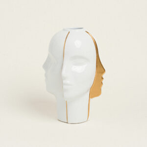 ΒΑΖΟ ΠΡΟΣΩΠΑ ΛΕΥΚΟ ΧΡΥΣΟ 30 cm Beauty Home - Image 1