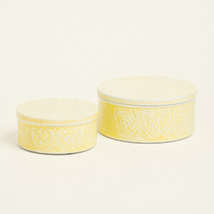 ΜΕΤΑΛΛΙΚΟ ΚΟΥΤΙ ΣΕΤ 2 ΤΕΜ ΚΙΤΡΙΝΟ 20 x 10 cm 16 x 8 cm Beauty Home - Image 1