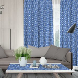 LINO ΚΟΥΡΤΙΝΑ KENZO 602 ΜΕ ΤΡΕΣΑ BLUE 135X270 - Image 1