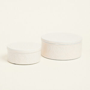 ΜΕΤΑΛΛΙΚΟ ΚΟΥΤΙ ΣΕΤ 2 ΤΕΜ ΕΚΡΟΥ 20 x 10 cm 16 x 8 cm Beauty Home - Image 1