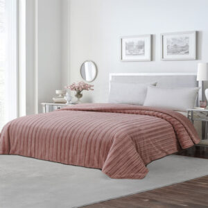 Κουβέρτα Fleece Υπέρδιπλη Με Γουνάκι (220×240) Rabbit Stripe Apple