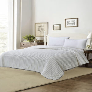 Κουβέρτα Fleece Υπέρδιπλη Με Γουνάκι (220×240) Rabbit Loft White