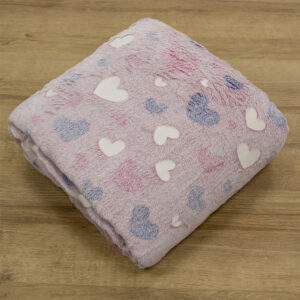 LINO ΚΟΥΒΕΡΤΑ FLEECE ΦΩΣΦΟΡΙΖΕ HERZ PINK 160X220 - Image 4