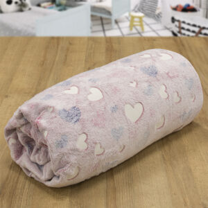 LINO ΚΟΥΒΕΡΤΑ FLEECE ΦΩΣΦΟΡΙΖΕ HERZ PINK 160X220 - Image 5