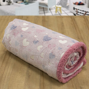 LINO ΚΟΥΒΕΡΤΑ FLEECE SHERPA ΦΩΣΦΟΡΙΖΕ HERZ PINK 160X220 - Image 5