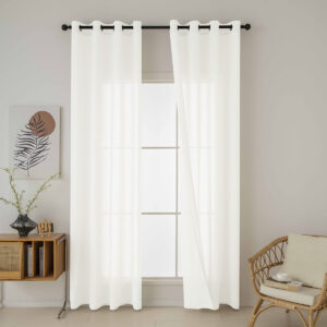 Beauty Home Κουρτίνα γάζα μονόχρωμη με 8 μεταλλικούς κρίκους Fit Art 8447 140x270 Εκρού - Image 7