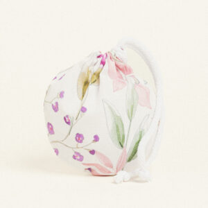 Beauty Home ΠΟΥΓΚΙ ΟΒΑΛ ΜΕ ΚΟΡΔΟΝΙ 13 x 14 cm ΠΟΠΛΙΝΑ ΑΝΘΗ ΣΕ ΛΙΛΑ ΑΠΟΧΡΩΣΕΙΣ - Image 1