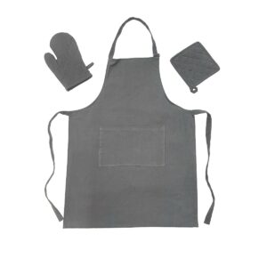 ΣΕΤ 3 ΤΕΜ. ΠΟΔΙΑ, ΠΙΑΣΤΡΑ & ΓΑΝΤΙ ZOE DARK GREY MELINEN