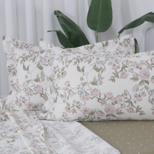 Beauty Home Σετ σεντόνια υπέρδιπλα με λάστιχο Memories Art 12675 165x200+30 Μπεζ,Ροζ - Image 2