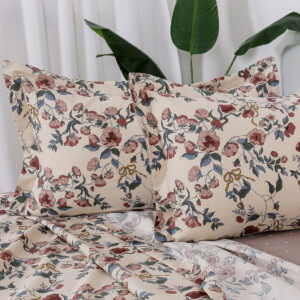 Beauty Home Σετ σεντόνια υπέρδιπλα με λάστιχο Memories Art 12676 165x200+30 Μπεζ,Ροζ - Image 2