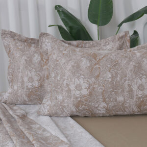 Beauty Home Σετ σεντόνια υπέρδιπλα με λάστιχο Memories Art 12680 165x200+30 Μόκα - Image 2